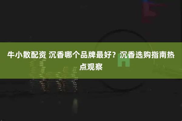 牛小散配资 沉香哪个品牌最好？沉香选购指南热点观察